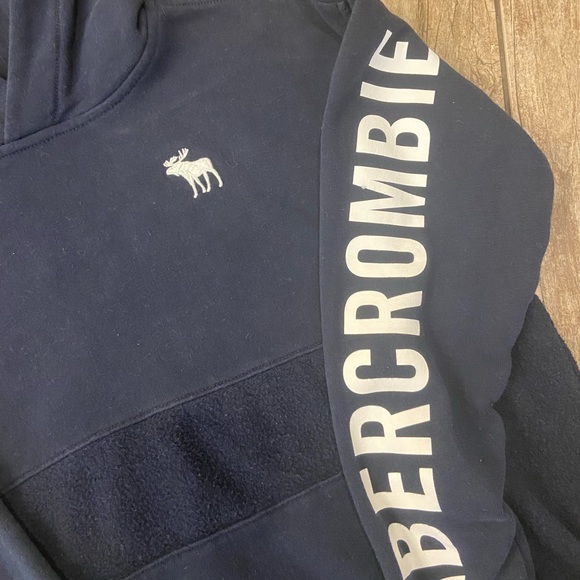 Abercrombie Navy Blue Logo Hoodie & Lt Blue Abercrombie Long Sleeve Tee BUNDLE - Picture 10 of 11